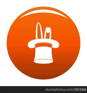 Hat with rabbit icon. Simple illustration of hat with rabbit vector icon for any design orange. Hat with rabbit icon vector orange