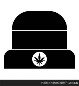 Hat with sign cannabis icon. Simple illustration of hat with sign cannabis vector icon for web. Hat with sign cannabis icon, simple style