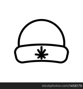 hat with snowflake in center icon vector. hat with snowflake in center sign. isolated contour symbol illustration. hat with snowflake in center icon vector outline illustration