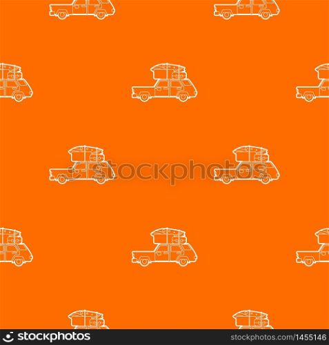 Hatchback car with roof rack top cargo luggage pattern vector orange for any web design best. Hatchback car with cargo luggage pattern vector orange