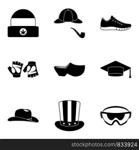 Hats clothing icon set. Simple set of 9 hats clothing vector icons for web design isolated on white background. Hats clothing icon set, simple style
