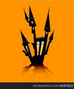 Haunted house silhouette. Vector icon.