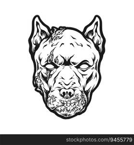 Haunting howls scary dog head zombie monsters silhouette vector illustrations for your work logo, merchandise t-shirt, stickers and label designs, poster, greeting cards advertising business company or brands