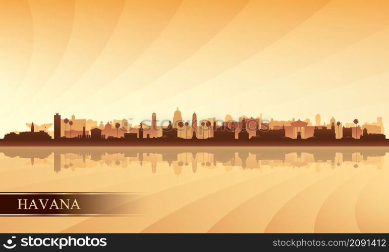 Havana city skyline silhouette background, vector illustration