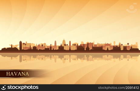 Havana city skyline silhouette background, vector illustration