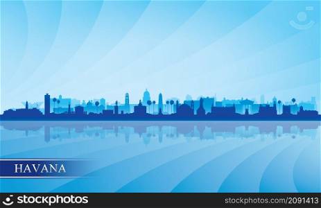 Havana city skyline silhouette background, vector illustration