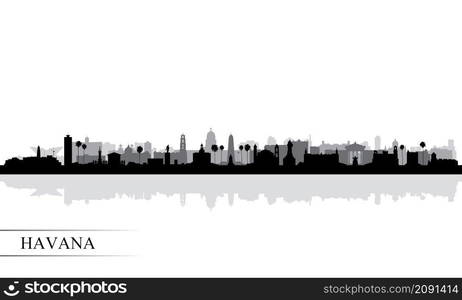 Havana city skyline silhouette background, vector illustration