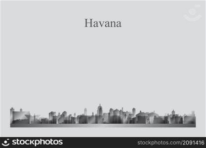 Havana city skyline silhouette in a grayscale vector illustration