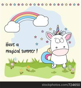 Have a magical summer. Cool poster with unicorn