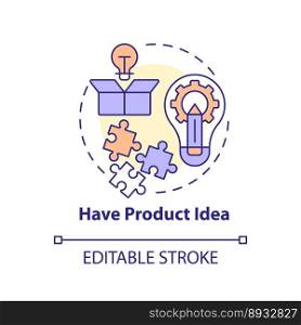 Have product idea concept icon. Sales insights. Become affiliate merchant abstract idea thin line illustration. Isolated outline drawing. Editable stroke. Arial, Myriad Pro-Bold fonts used. Have product idea concept icon