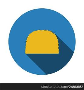 Hay Stack Icon. Flat Circle Stencil Design With Long Shadow. Vector Illustration.