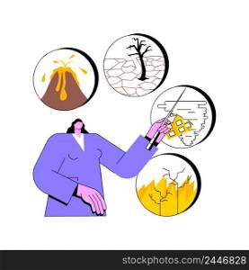 Hazard science abstract concept vector illustration. Natural hazard science, management, disaster classification, making prediction, damage and risk evaluation, symbol meaning abstract metaphor.. Hazard science abstract concept vector illustration.