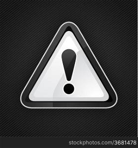 Hazard warning attention black sign on a metal surface, 10eps