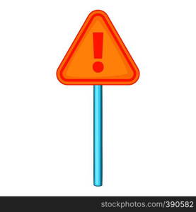 Hazard warning attention sign with exclamation mark icon. Cartoon illustration of warning attention sign vector icon for web design. Warning sign with exclamation icon, cartoon style