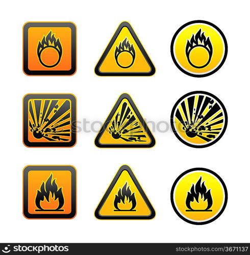 Hazard warning symbols set