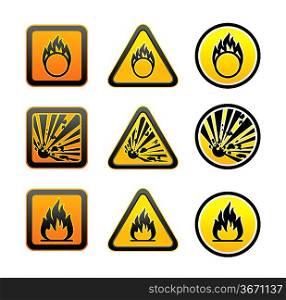 Hazard warning symbols set