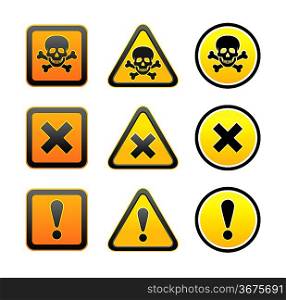 Hazard warning symbols, set