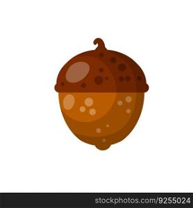 Hazelnut. Autumn harvest of wood. Natural food and a snack in a shell. Acorn. Brown forest object. Flat cartoon illustration. Hazelnut. Autumn harvest of wood.