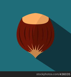 Hazelnut icon. Flat illustration of hazelnut vector icon for web on baby blue background. Hazelnut icon, flat style