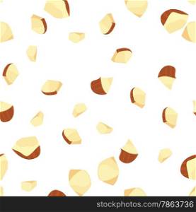 Hazelnut Pieces Seamless Pattern. Flat style design
