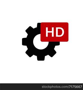 Hd settings isolated vector symbol or icon. Video vector settings sign. Video technology sign on white background. EPS 10. Hd settings isolated vector symbol or icon. Video vector settings sign. Video technology sign on white background.