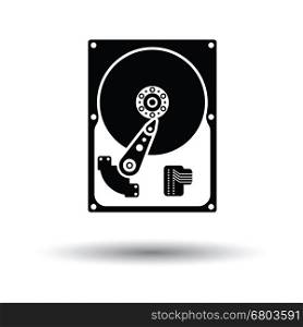 HDD icon. Black background with white. Vector illustration.