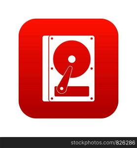 HDD icon digital red for any design isolated on white vector illustration. HDD icon digital red