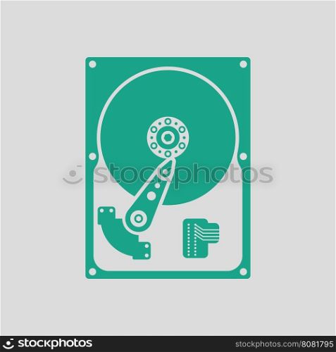 HDD icon. Gray background with green. Vector illustration.
