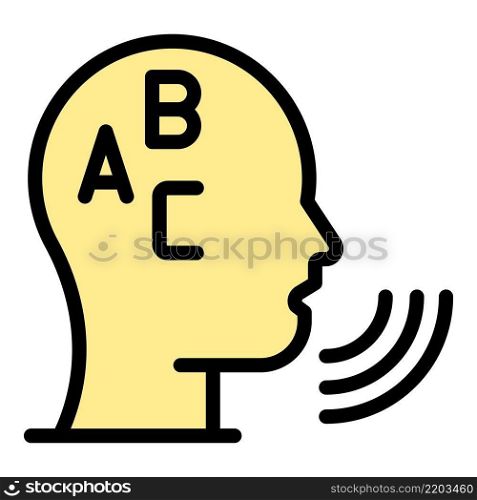 Head abc icon. Outline head abc vector icon color flat isolated. Head abc icon color outline vector