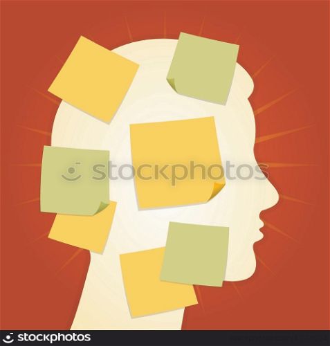 Head and paper stickers on Red