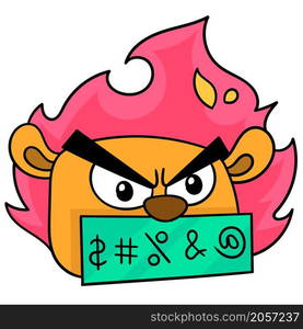 head angry face with burning fire cursing