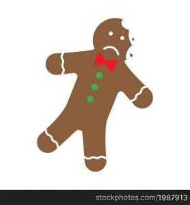 Head bite. Christmas gingerbread man icon. Cartoon design. Unhappy cookie. Happy time. Vector illustration. Stock image. EPS 10.. Head bite. Christmas gingerbread man icon. Cartoon design. Unhappy cookie. Happy time. Vector illustration. Stock image.