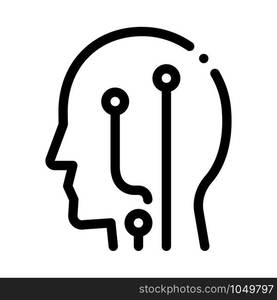 Head Check Biohacking Icon Vector Thin Line. Contour Illustration. Head Check Biohacking Icon Vector Illustration