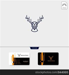 head deer creative logo template with line art style, vector illustration free business card design template