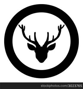 Head deer icon black color in circle or round vector illustration