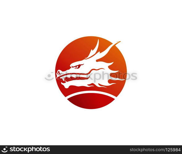 Head dragon flat color logo template vector illustration