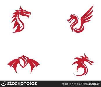 Head dragon flat color logo template vector illustration