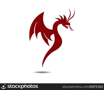 Head dragon flat color logo template vector illustration