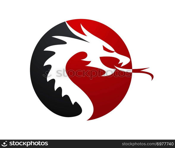 Head dragon flat color logo template vector illustration