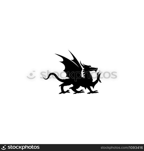 Head dragon flat color logo template vector illustration design