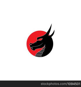 Head dragon flat color logo template vector illustration design