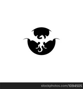 Head dragon flat color logo template vector illustration design