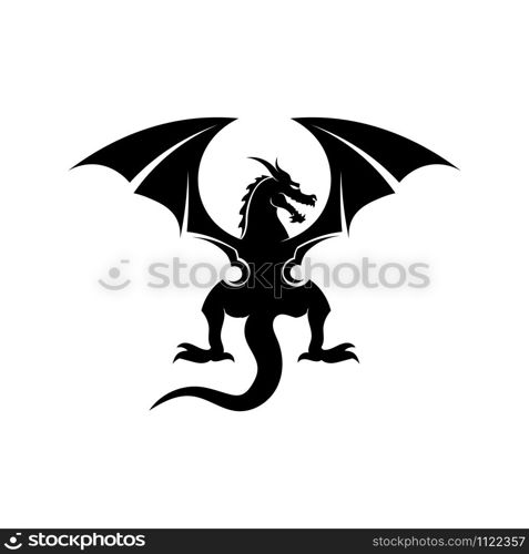 Head dragon flat color logo template vector illustration design