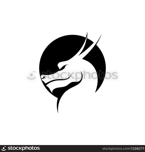 Head dragon flat color logo template vector illustration design