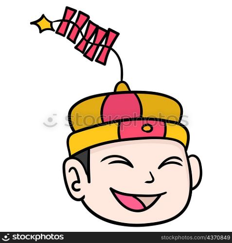 head emoticon chinese boy happy
