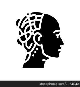 head face robot glyph icon vector. head face robot sign. isolated contour symbol black illustration. head face robot glyph icon vector illustration