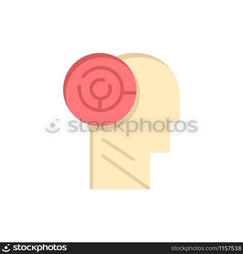 Head, Games, Mind, Target Flat Color Icon. Vector icon banner Template