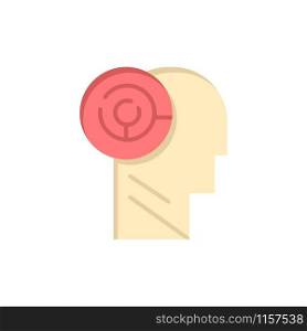 Head, Games, Mind, Target Flat Color Icon. Vector icon banner Template