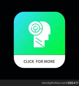 Head, Games, Mind, Target Mobile App Button. Android and IOS Glyph Version