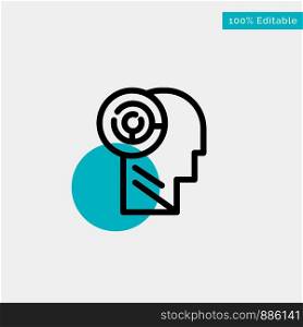 Head, Games, Mind, Target turquoise highlight circle point Vector icon